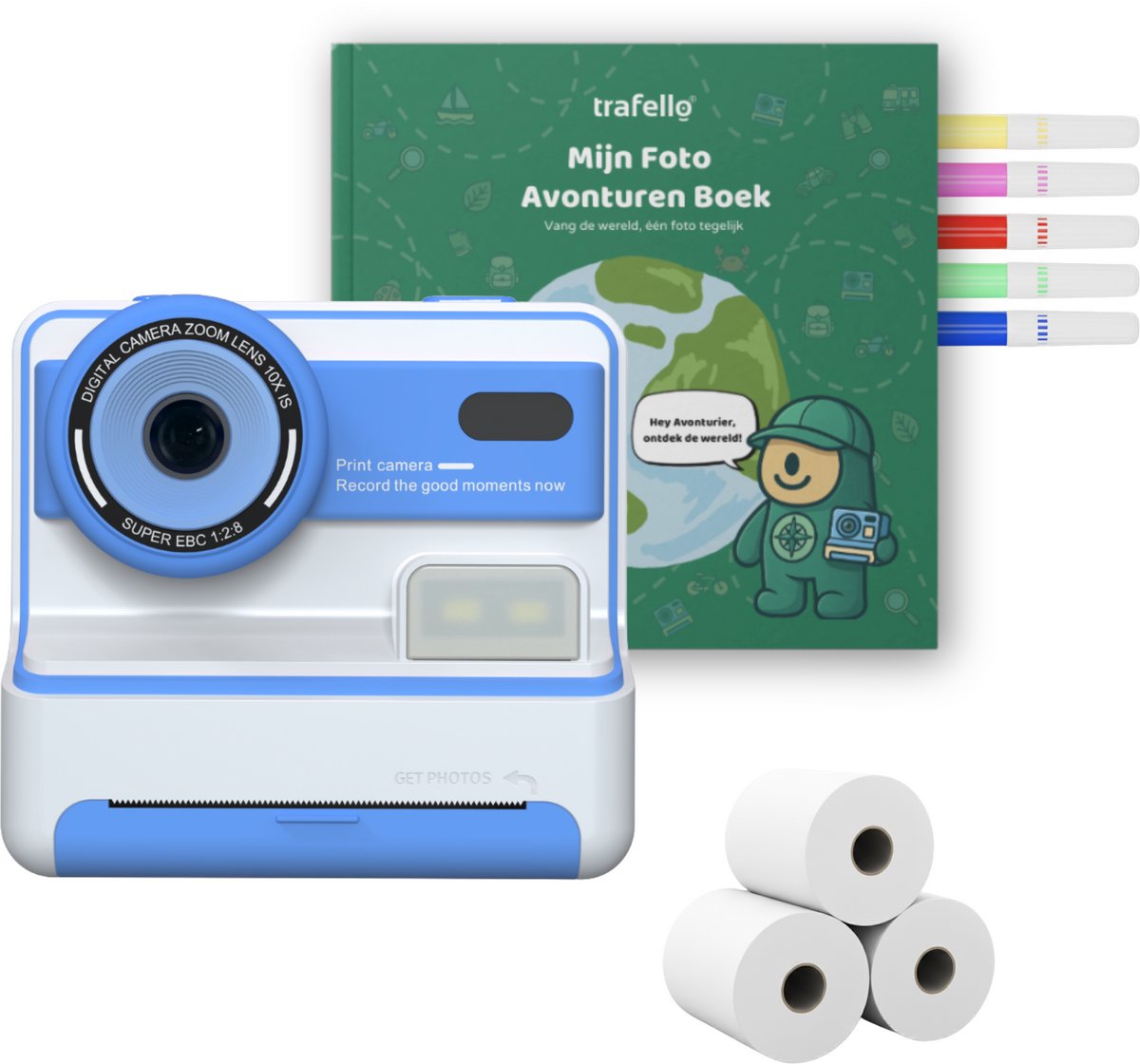  ® Explorer Cam + Adventure Album – Kindercamera met Instant Print & Fotoboek | Avonturen vastleggen, printen & bewaren | Cadeauset voor kleine ontdekkingsreizigers (3–10 jaar)